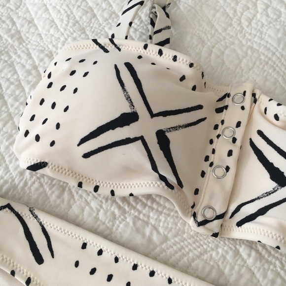 American Eagle Aerie Henley Bandeau Bikini Natural Print XS/S Swimsuit Set - Picture 2 of 16